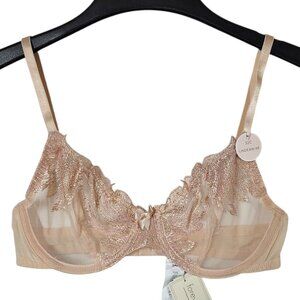 NEW 32C Forever 21 Sheer Lace Underwire Bra Beige NWT